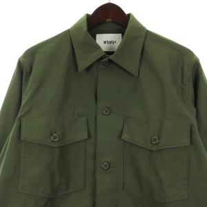 WTAPS BUDS LS COTTON-SATIN ミリタリー シャツ ジャケット 長袖 コットン BRDT-SHM01 カーキ 03