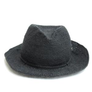 HELEN KAMINSKI ラフィア ハット 帽子 中折れ ブラック ECS