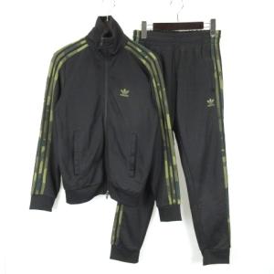 セットアップ カモフラージュ トラックジャケット パンツ ライン ブラック S 230419E