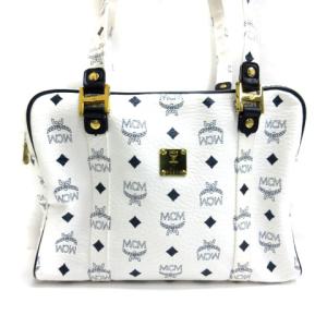 MCM ショルダーバッグ 肩掛け ロゴ 総柄 ホワイト ECS