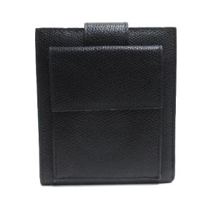 CELINE フラップ 二つ折り財布 ロゴ レザー ブラック