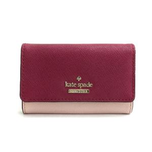 キーケース ロゴ 6連 レザー バイカラー ピンク系