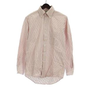 シャツ 長袖 BD ボタンダウン ストライプ コットン レッド ホワイト 14.5 SM0