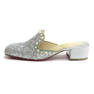 Christian Louboutin Spiky Sun 35 silver glitter mules サンダル スパンコール