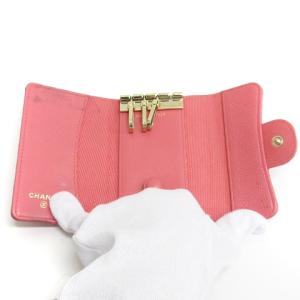 CHANEL キーケース 4連 マトラッセ ココマーク キャビアスキン ピンク