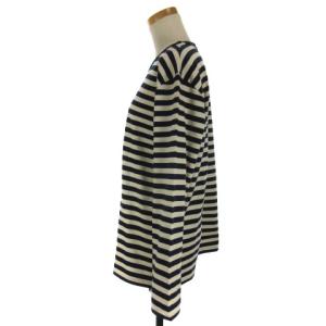 agnes b. ボーダー Tシャツ カットソー 長袖 J008 3 L ネイビー 生成り