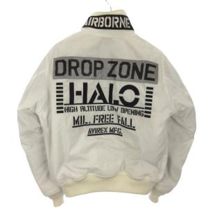 AVIREX MA-1 モディファイ ハロ ジャケット ブルゾン ロゴ 刺繍 ジップアップ 6192176 M ホワイト