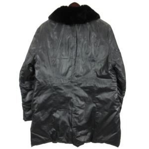 Aquascutum リバーシブル ダウン コート チェック ラビットファー 15 ブラック ベージュ