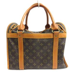 LOUIS VUITTON モノグラム サックシャン ボストンバッグ 小型犬用 ペットバッグ ドッグキャリー ウィンドウ 茶