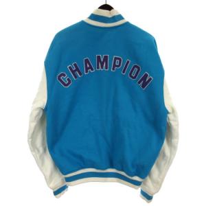 Champion スタジャン スウェット デカロゴ M ライトブルー