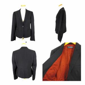 DOLCE&GABBANA スカートスーツ セットアップ ジャケット タイトスカート ひざ丈 ストライプ 46 ブラック SM0