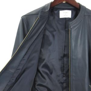STUDIOUS シングル ライダース ジャケット 革ジャン ジップアップ レザー 2 M ネイビー系 SM0