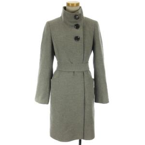 スタンドカラーコート ベルト アンゴラ アウター 38 グレー SM0