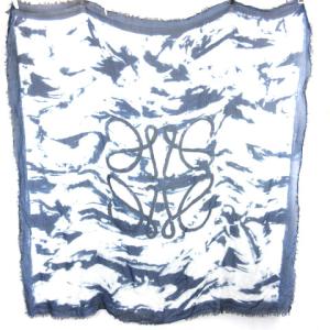 ストール マフラー アナグラム フリンジ レーヨン カシミヤ混 ブルー系 SM0