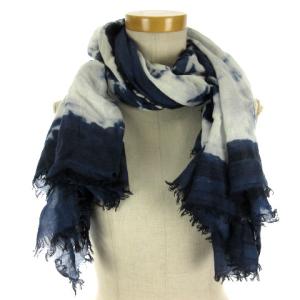 LOEWE ストール マフラー アナグラム フリンジ レーヨン カシミヤ混 ブルー系 SM0