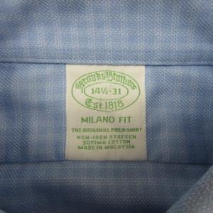 Brooks Brothers MILANO FIT シャツ 長袖 ボタンダウン チェック ブルー 230427E S