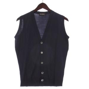 ニット ベスト Vネック 前開き ウール 英国製 パープル XS SM0