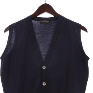 JOHN SMEDLEY ニット ベスト Vネック 前開き ウール 英国製 パープル XS SM0