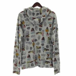 HYSTERIC GLAMOUR ガールロゴ 総柄 ジップアップ パーカー スウェット M グレー 230501E