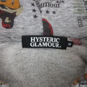 HYSTERIC GLAMOUR ガールロゴ 総柄 ジップアップ パーカー スウェット M グレー 230501E
