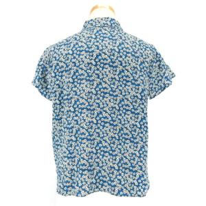 ASPESI 小花柄 シャツ ブラウス シルク 半袖 ブルー 230501E
