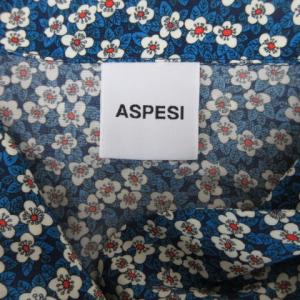 ASPESI 小花柄 シャツ ブラウス シルク 半袖 ブルー 230501E