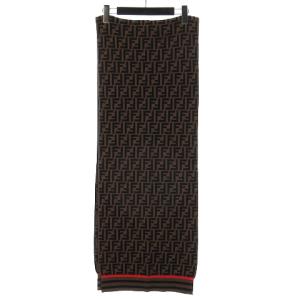 FENDI ズッカ柄 カシミヤ マフラー ストール 総柄 ウールブレンド イタリア製 ブラウン