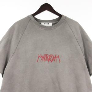 MSGM トレーナー スウェット 半袖 ロゴ プリント ラグランスリーブ 裏毛 S グレー系