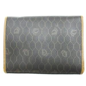 Christian Dior ポーチ ロゴ ハニカム柄 PVC フランス製 ブラウン