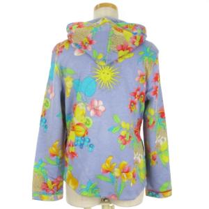 LEONARD SPORT ジャケット パーカー ニット ジップアップ 花柄 総柄 コットン パープル系 L
