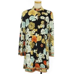 LEONARD SPORT チュニック カットソー 長袖 ハイネック 花柄 ブラック M