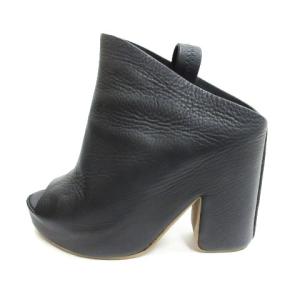 BALENCIAGA 厚底 ヒール レザー バックストラップ サンダル 38 ブラック