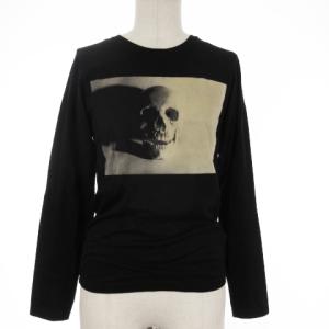 タグ付き Tシャツ カットソー 長袖 スカル プリント F ブラック