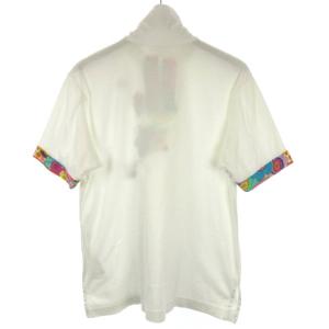 LEONARD SPORT ハーフジップ 花柄 カットソー 半袖 刺繍 ホワイト L 230525E