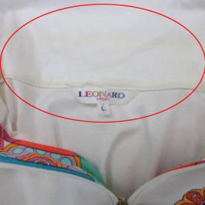 LEONARD SPORT ハーフジップ 花柄 カットソー 半袖 刺繍 ホワイト L 230525E