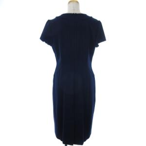 Brooks Brothers タグ付き ワンピース ひざ丈 半袖 無地 ストレッチ 8 ネイビー