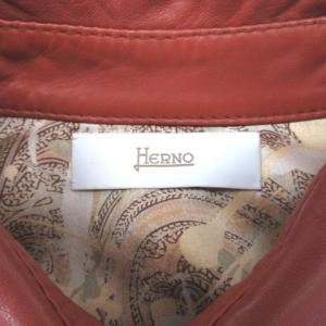 HERNO レザー シャツ 長袖 42 テラコッタ 230523E