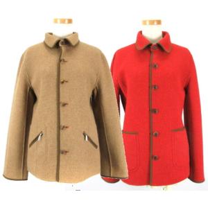 リバーシブル ウール ジャケット レッド ベージュ 230523E