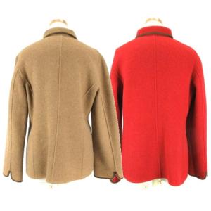 Aquascutum リバーシブル ウール ジャケット レッド ベージュ 230523E