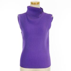 イッセイミヤケ プリーツ カットソー ノースリーブ タートルネック パープル 3