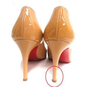 Christian Louboutin NUDE PATENT LEATHER エナメル パンプス 38 ベージュ 230522E