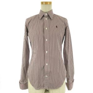 ストライプ シャツ 長袖 2 ボルドー ホワイト 230516E