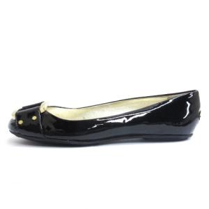 JIMMY CHOO フラット パンプス パテントレザー ゴールド金具 ブラック 35.5