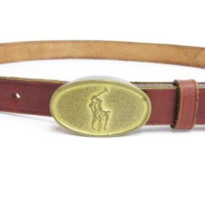 RALPH LAUREN レザー ベルト ロゴバックル ブラウン 65