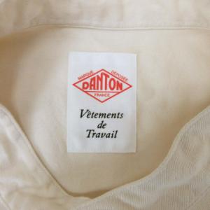 DANTON コットン ツイル バンドカラー シャツ 長袖 38 アイボリー 230608E