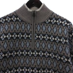 Brooks Brothers ニット セーター ハーフジップ フェアアイル柄 総柄 ウール S ブラウン系
