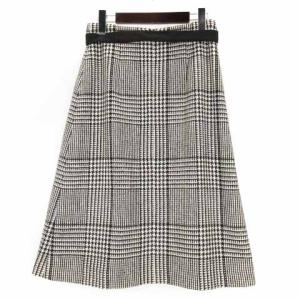 M'S GRACY グレンチェック タック スカート 38 ブラック ホワイト 230703E