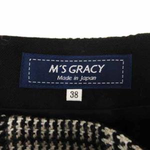 M'S GRACY グレンチェック タック スカート 38 ブラック ホワイト 230703E