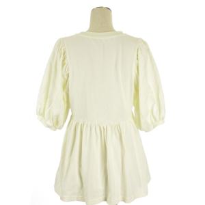 FREAK'S STORE ブラウス カットソー 五分袖 プルオーバー ギャザー ホワイト F