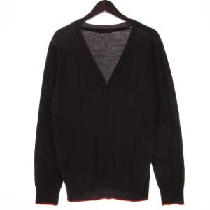 BURBERRY BLACK LABEL ニット カーディガン ロゴ刺繍 ウール 3 ダークブラウン D1N69-401-58